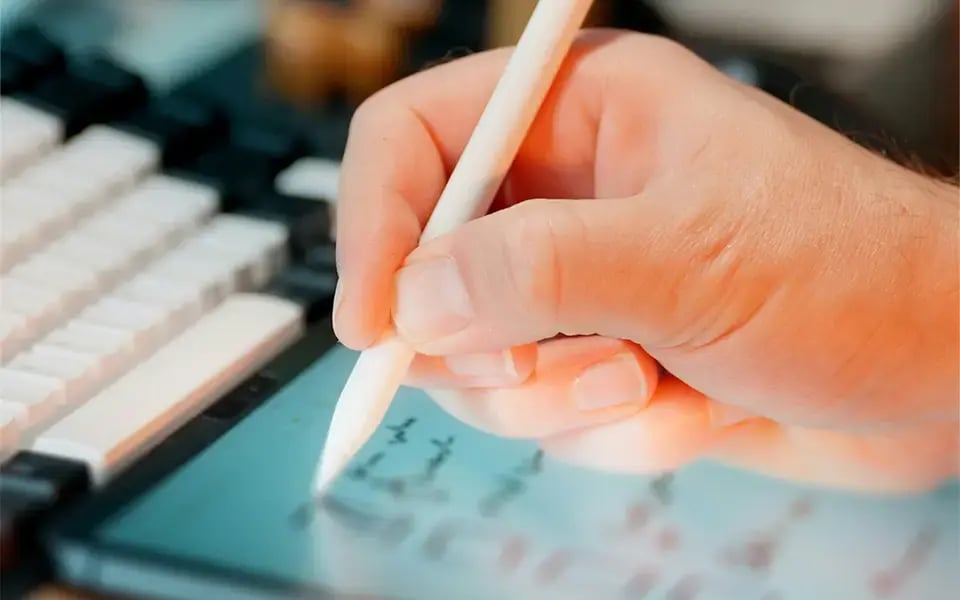 Hand macht Häkchen an Liste auf Tablet